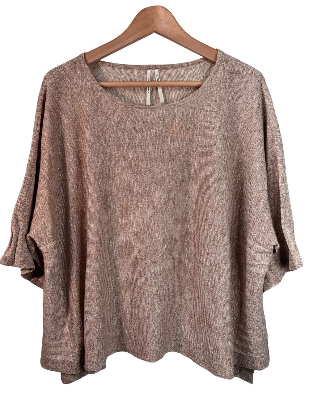 Anthropologie Alicia Gold Shimmer Sweater Size Medium Linen Blend Lightweight